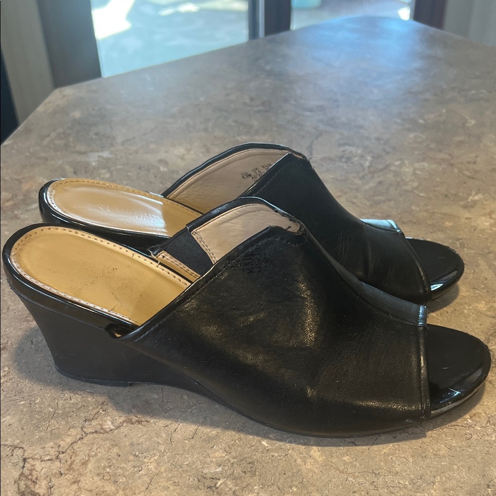 Elegant Black Wedge Sandals